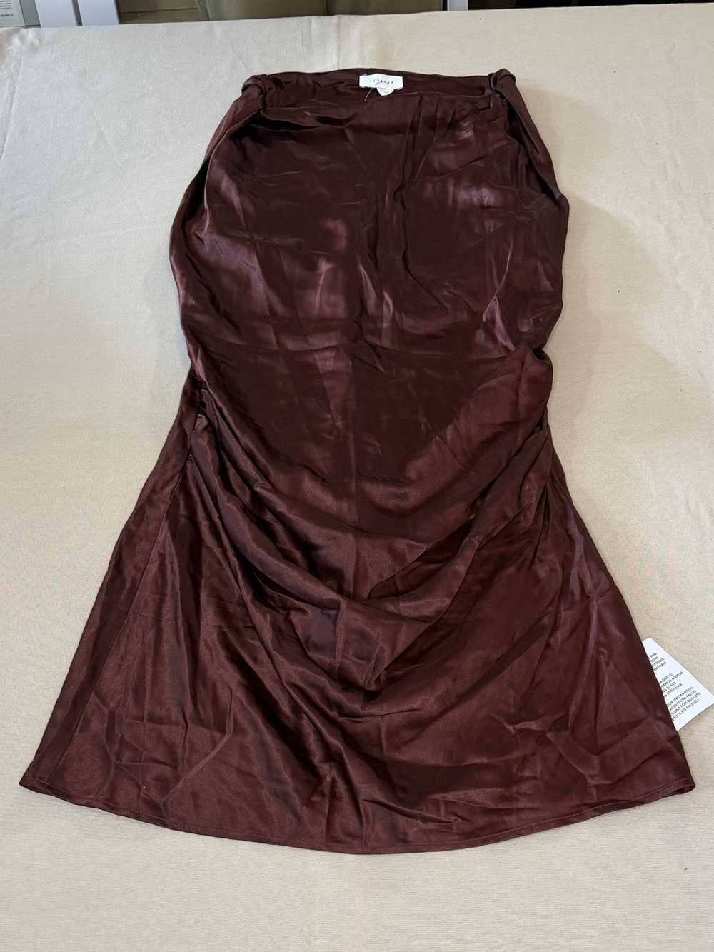Topshop Deep Brown Satin Bias-Cut Midi Slip Dress